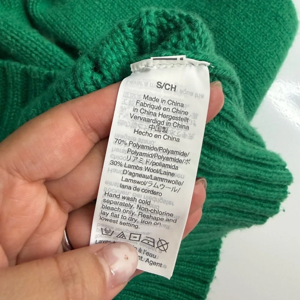 J. Crew Women’s Green Ribbed Crew Neck Cable Knit Sweater Sz Small